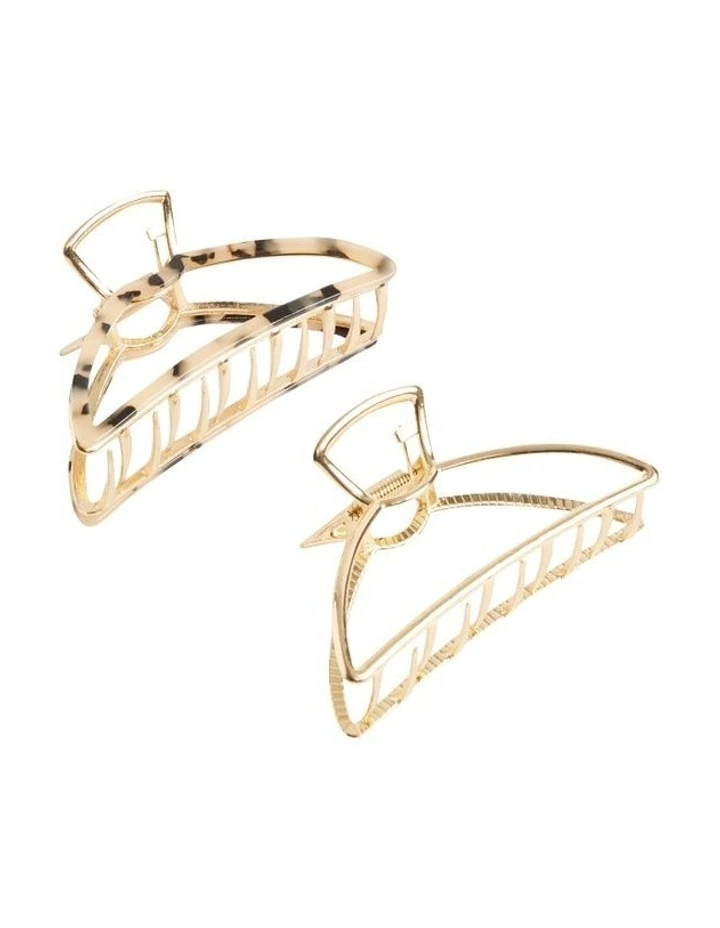 Metal Hair Claw Pack in Gold