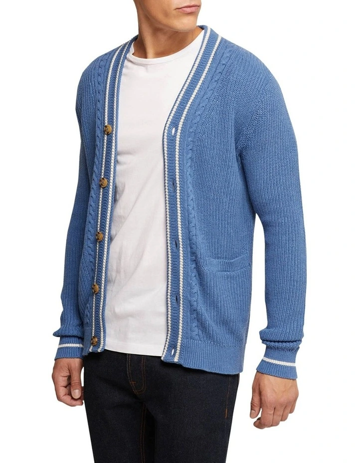 Cavill Cable Cardigan in Blue