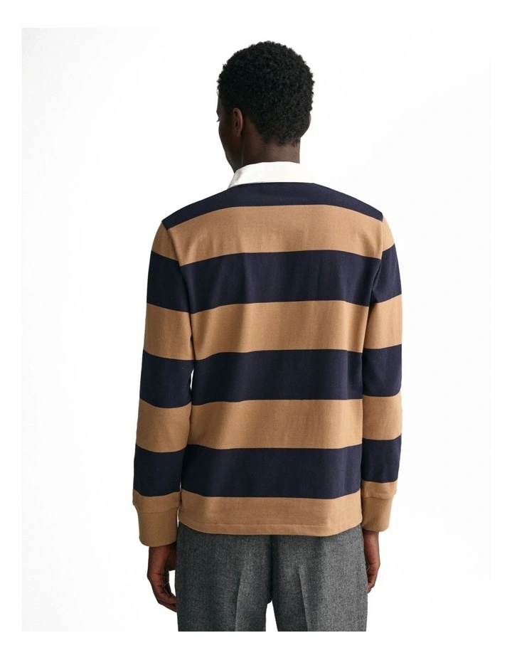 Shield Barstriped Heavy Rugger Sweater in Warm Khaki
