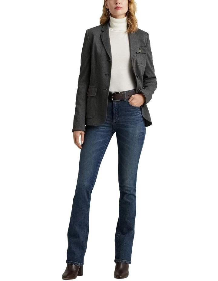Herringbone Jacquard-Knit Blazer in Grey