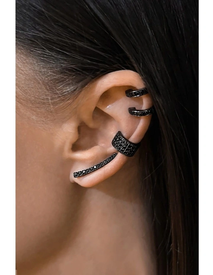 Edge Duo Ear Cuff in Black