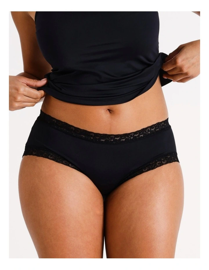 Smooth with Lace Boyleg in Black