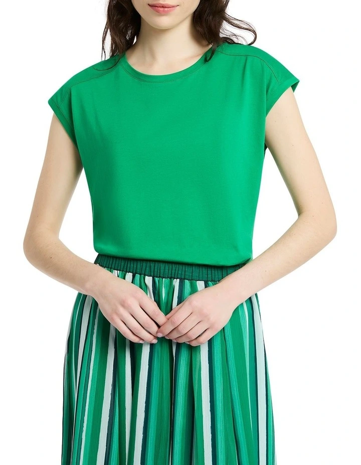 Martie Mercerised Cotton Tee in Sassafras Green