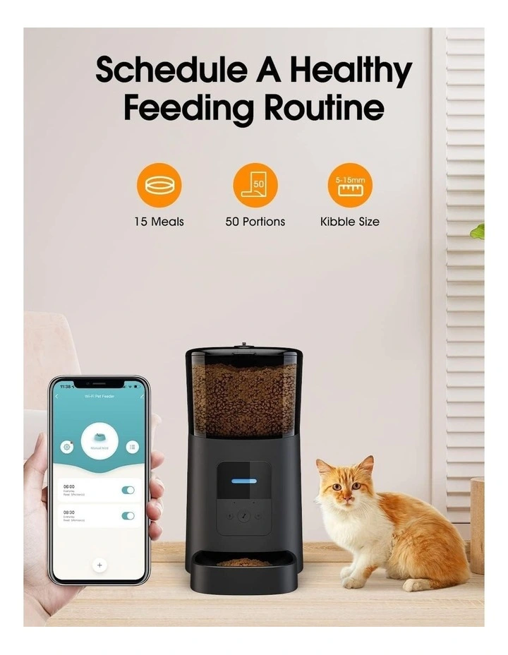 WiFi Automatic Pet Feeder 6L in Black