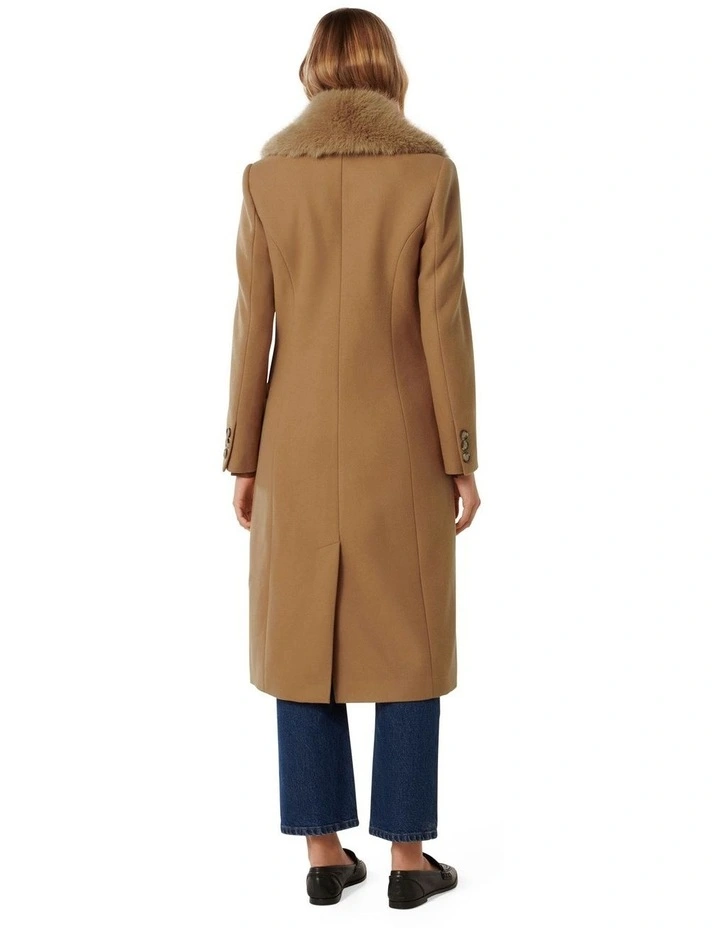 Amber Fur Collar Coat in Camel