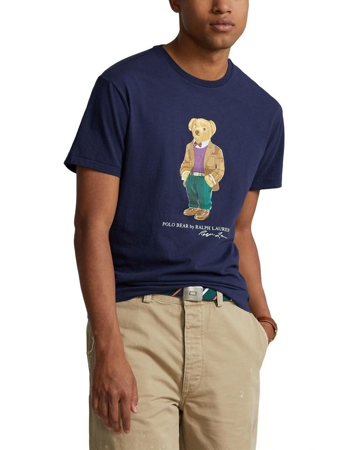 Custom Slim Fit Polo Bear Jersey T-shirt in Blue