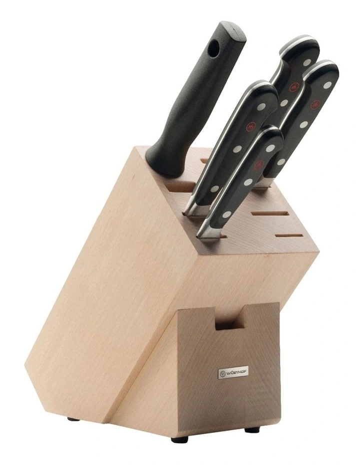 Classic Knife Block Set with Carving Knife 6 Piece 20cm in Beige