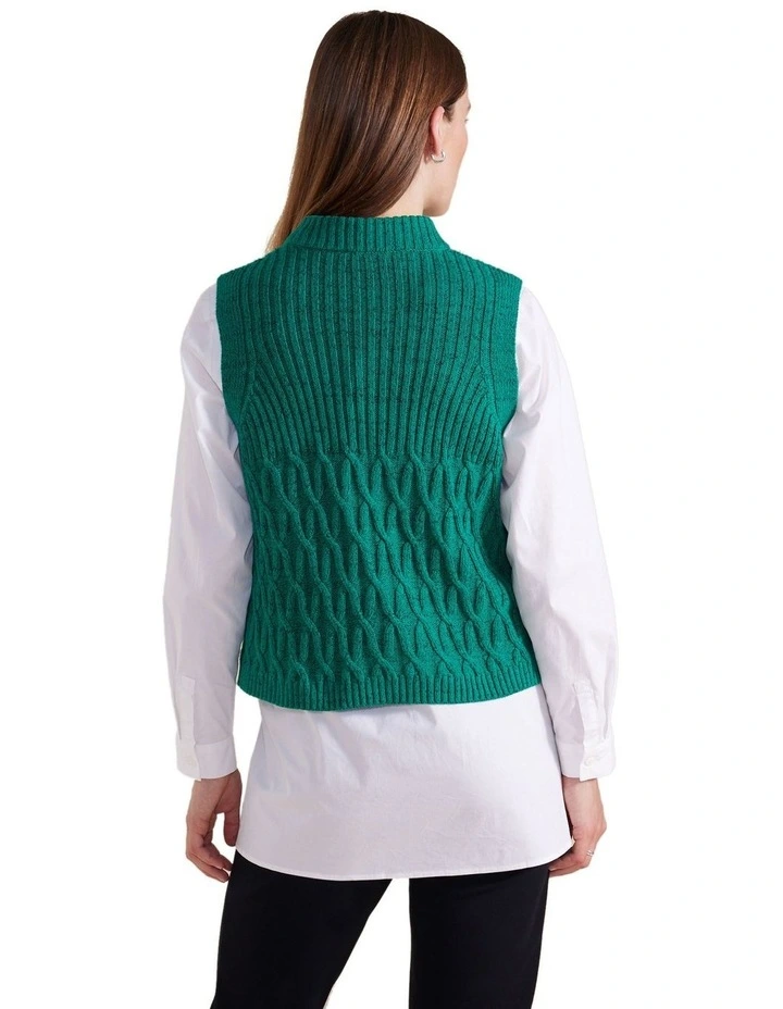 Cable Knit Vest in Forest