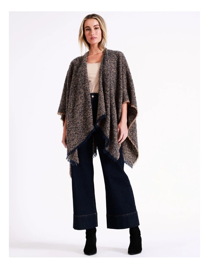 Boucle Chevron Poncho in Assorted