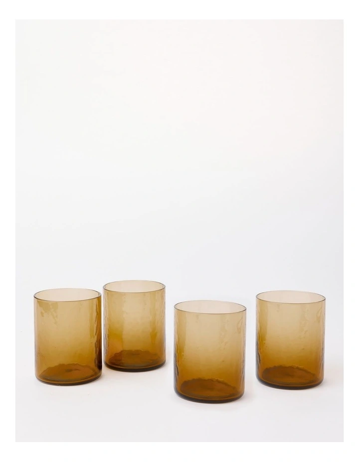 Hammered Short Tumbler Set of 4 in Brown
