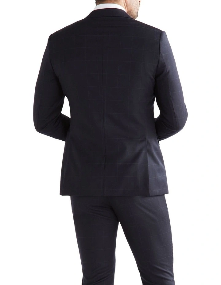 Slim Windowpane Suit Jacket in Navy