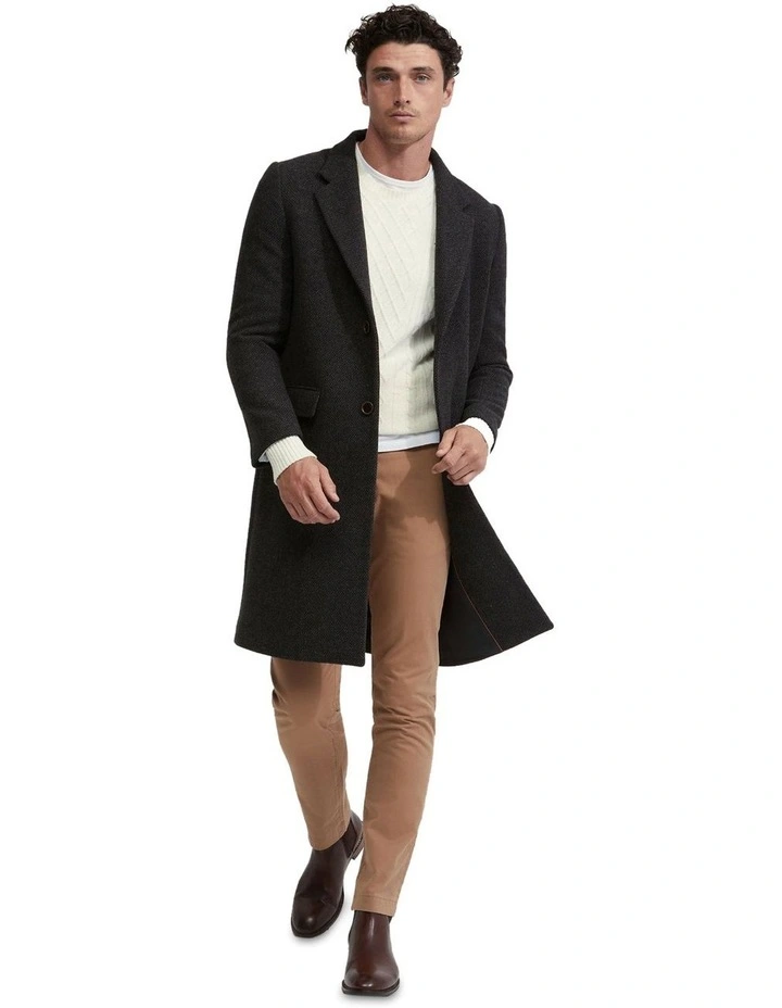 George Cashmere Blend Overcoat in Black/Blue/Coffee