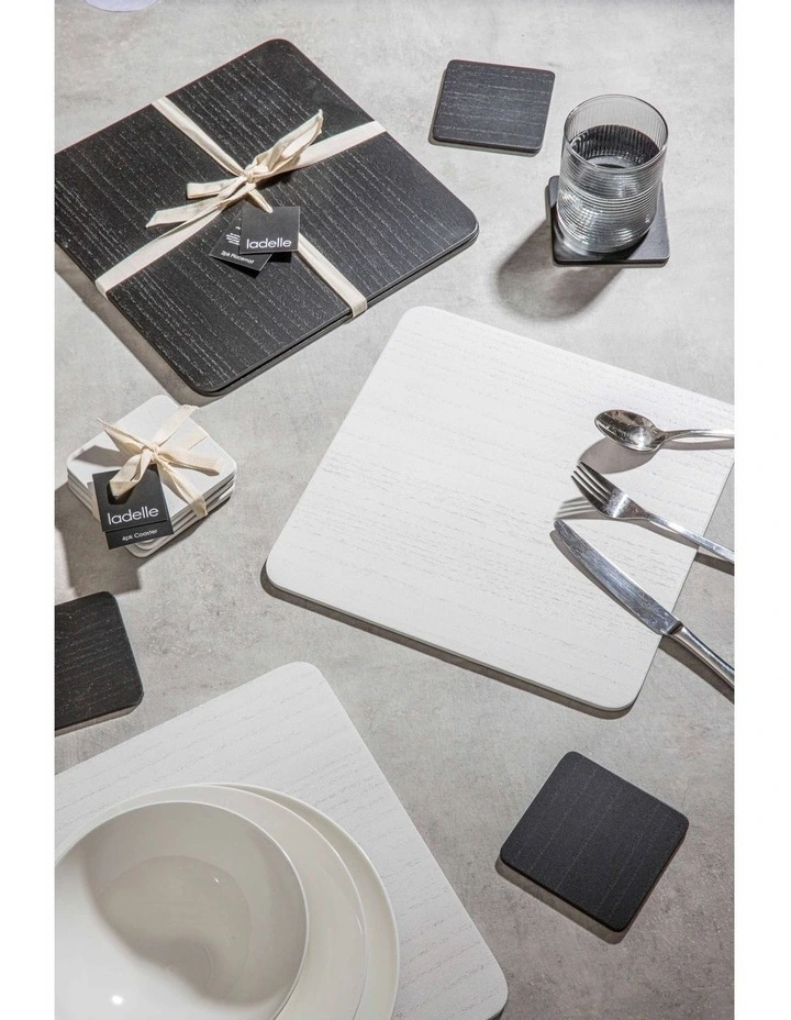 Veneer Coaster 4 Pack in Black