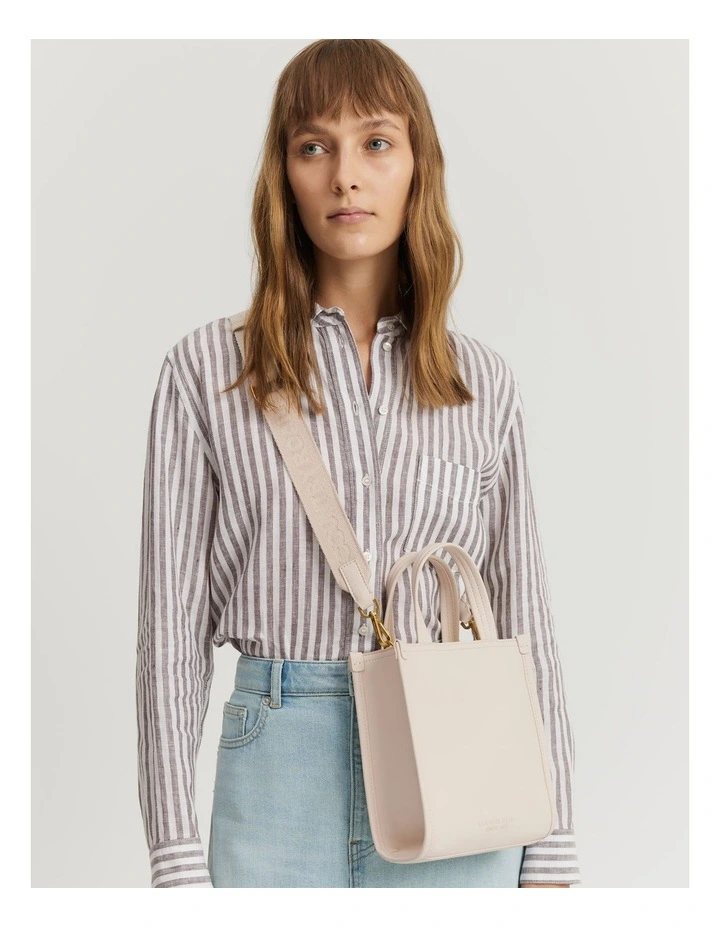 Coated Mini Shopper in Oyster