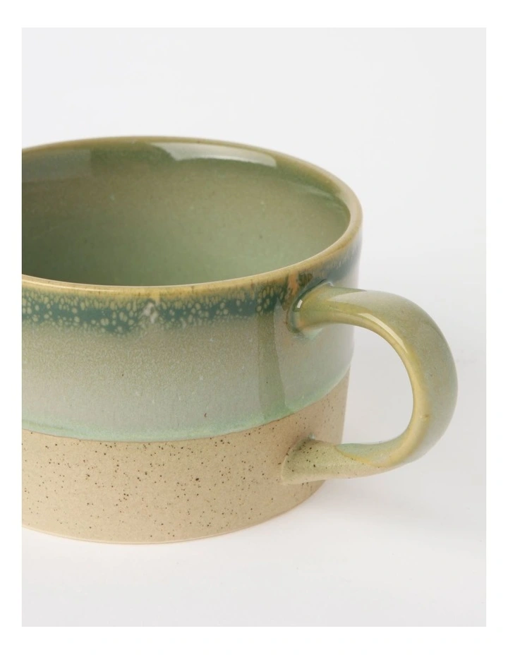 Esperance Celadon Wiped Edge Soup Mug in Green