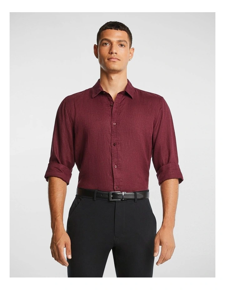 West Hampton Pure Linen Shirt in Dark Berry