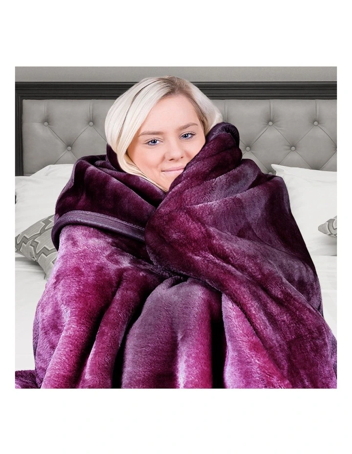 Mink Blanket Throw Purple Double Sided Queen Size Soft Plush Bed Faux Rug