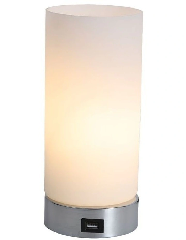 Julie Cylinder Touch Lamp With USB Port