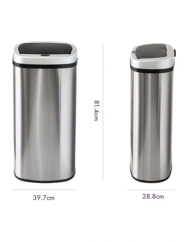 Auto Sensor Trash Bin 70L in Silver
