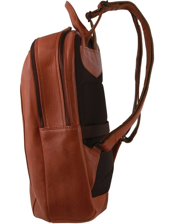 Leather Laptop Backpack in Cognac