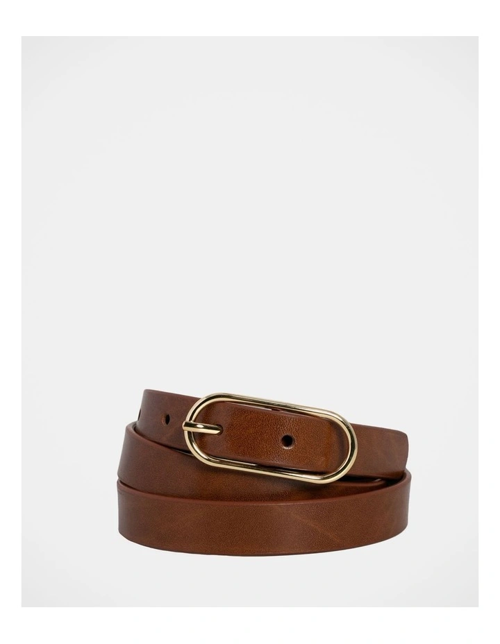 Willow Leather Belt in Tan/Gold
