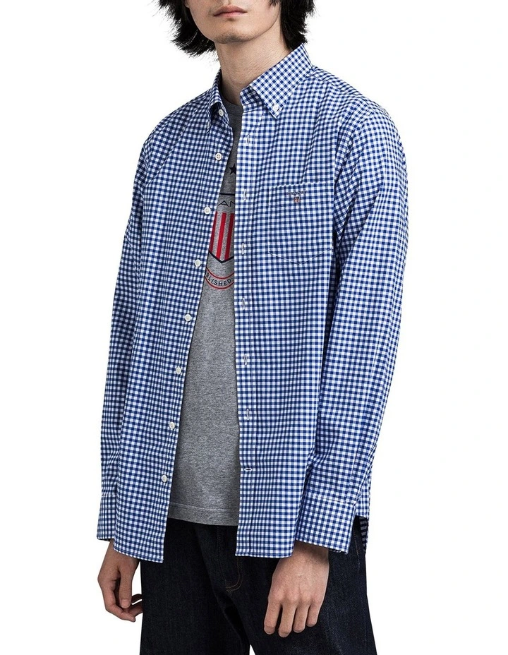 The Broadcloth Gingham Long Sleeve Shirt in Blue