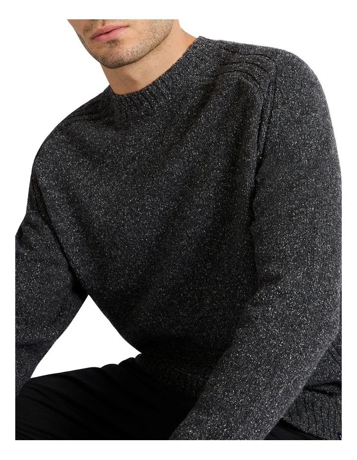 Jens Merino Silk Knit Sweater in Graphite Marle