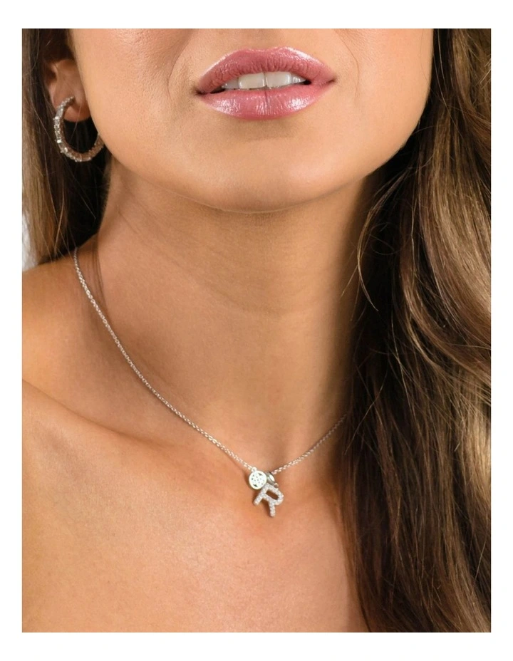 Luxury Letter R Initial Pendant in Silver