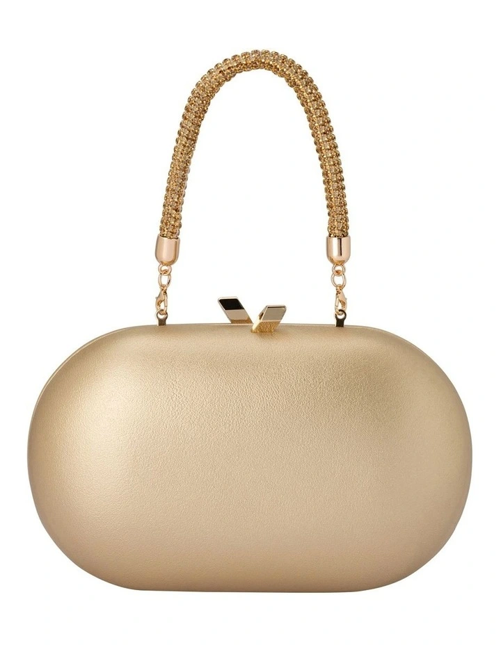 Anya Crystal Handle Clutch in Gold