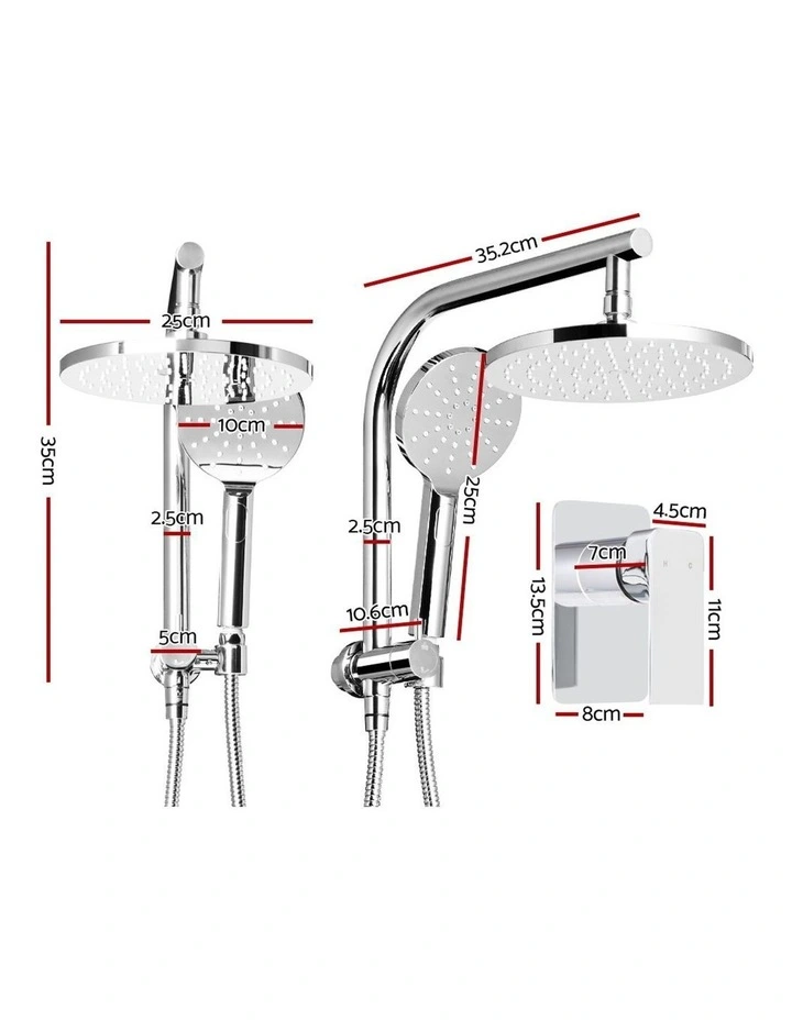 9 Inch Handheld Round High Pressure Rain Shower Head Set Mixer Tap in Chrome