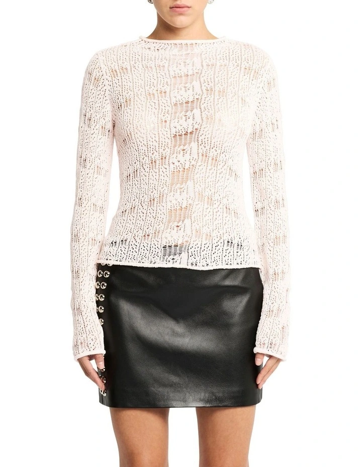 Laddered Lady Knit Top in Pink