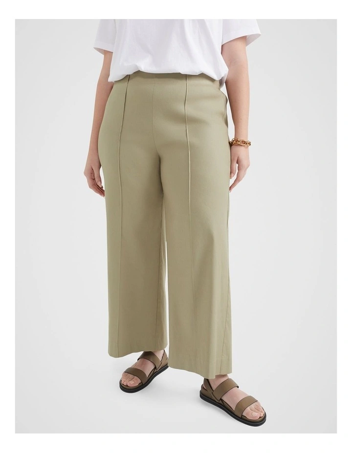The Stretch Linen Clean Trouser In Khaki