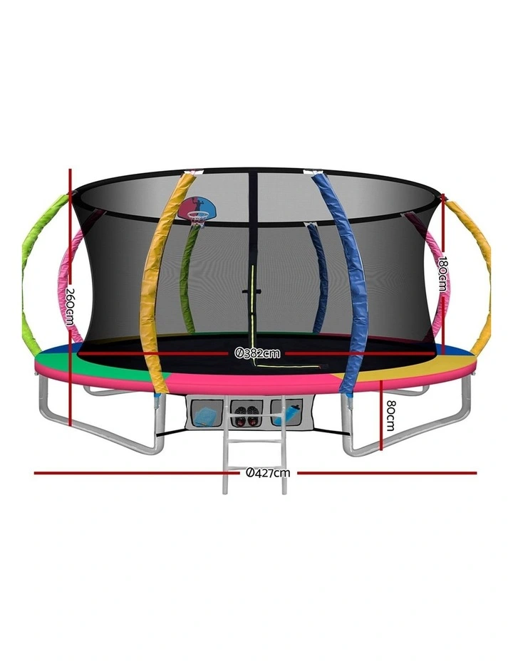 Round Trampoline 14FT with Basketball Hoop in Multi