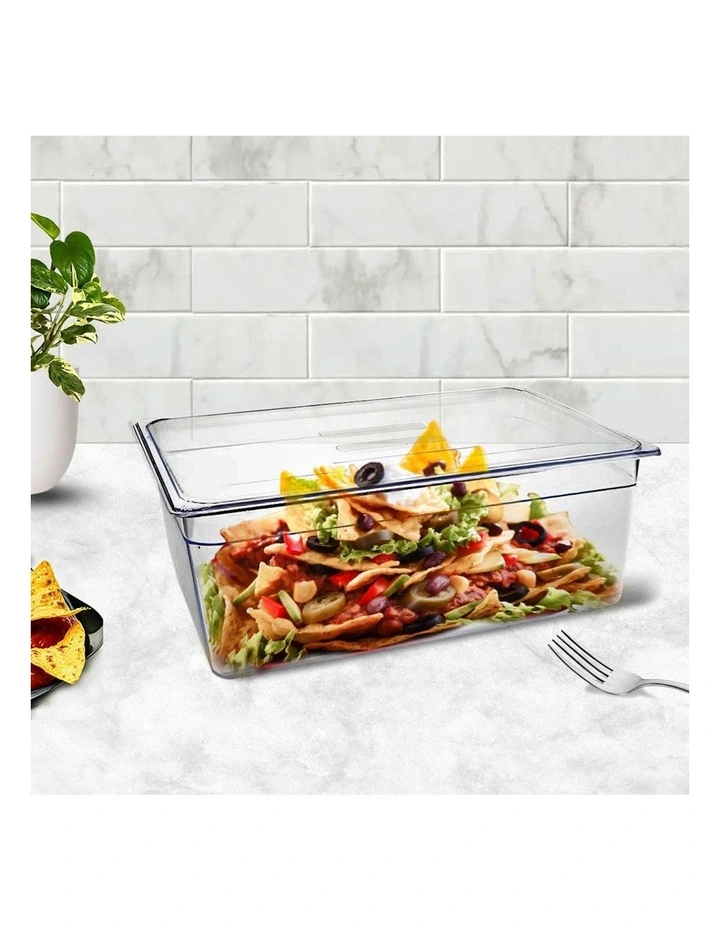 Gastronorm GN Pan 1/1 Food Tray Storage with Lid 200mm in Clear
