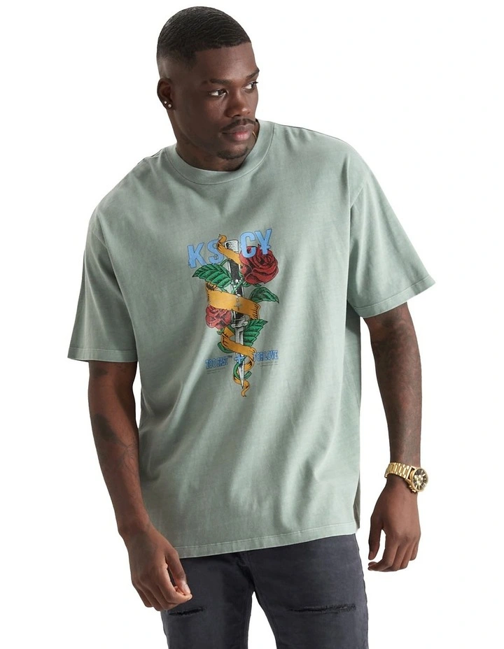 South Box Fit Tee in Pigment Slate Grey