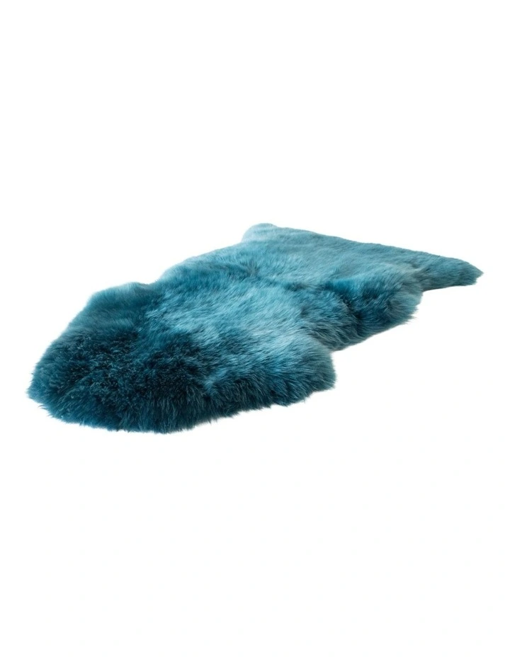 Long Wool Sheepskin Rug Single in Teal