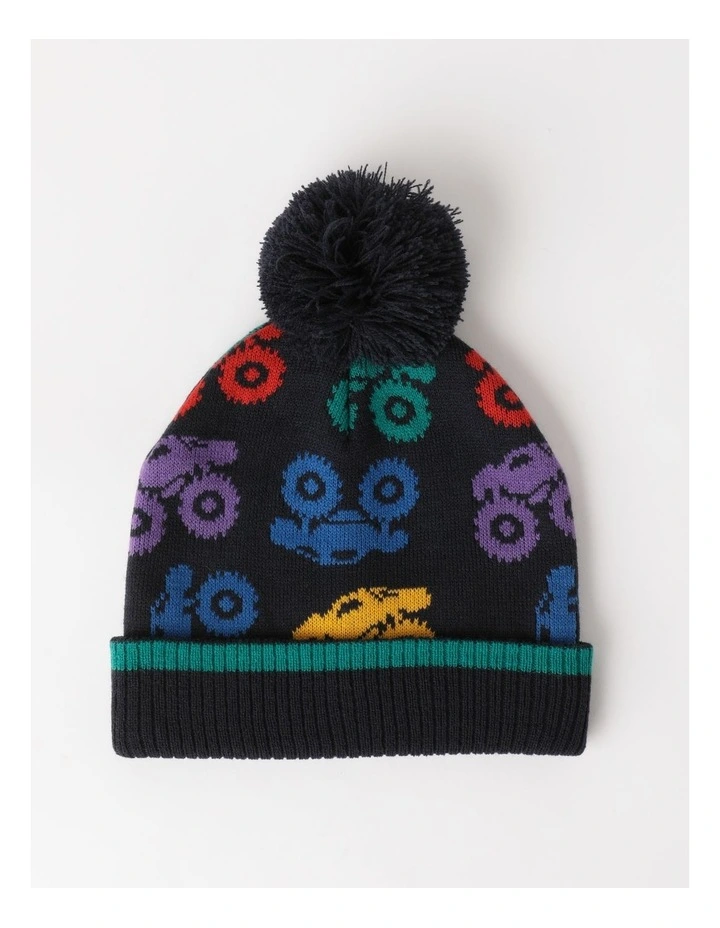 Monster Truck Jacquard Beanie in Black