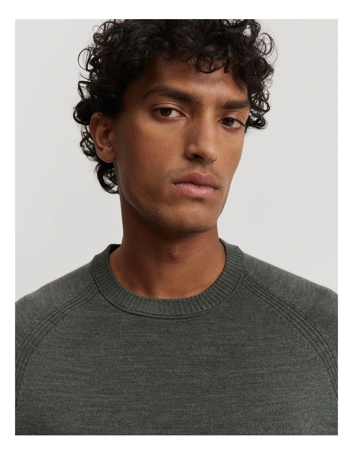 Verified Australian Merino Wool Crew Knit in Slate Green