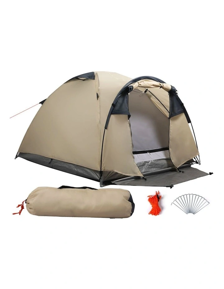 Portable 2-3 Person Waterproof Camping Tent in Beige
