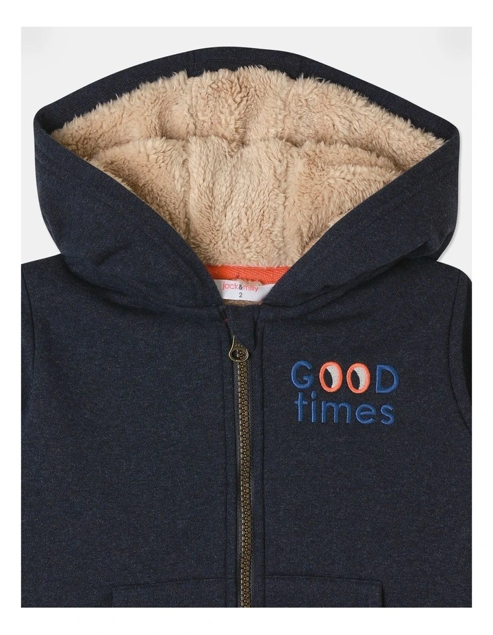 Rusty Fleece Hoodie in Navy