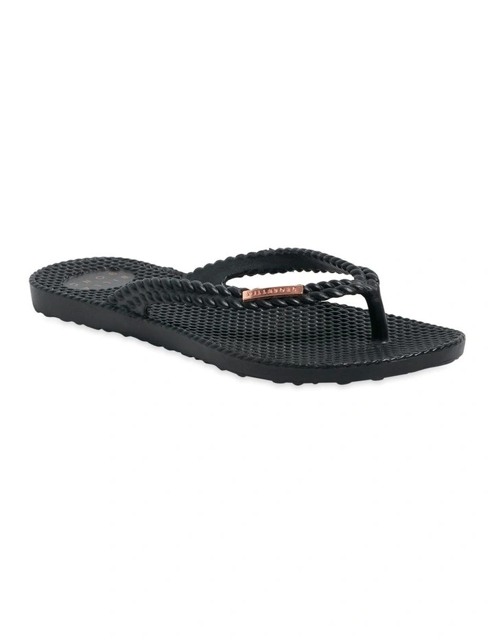 Kick Back Solid Thongs in Black Multi