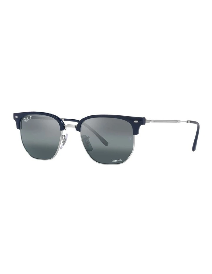 New Clubmaster Polarised Sunglasses in Blue On Silver