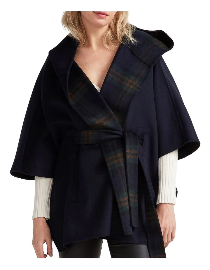 Jackson Landing Wool Blend Cape Coat in Navy
