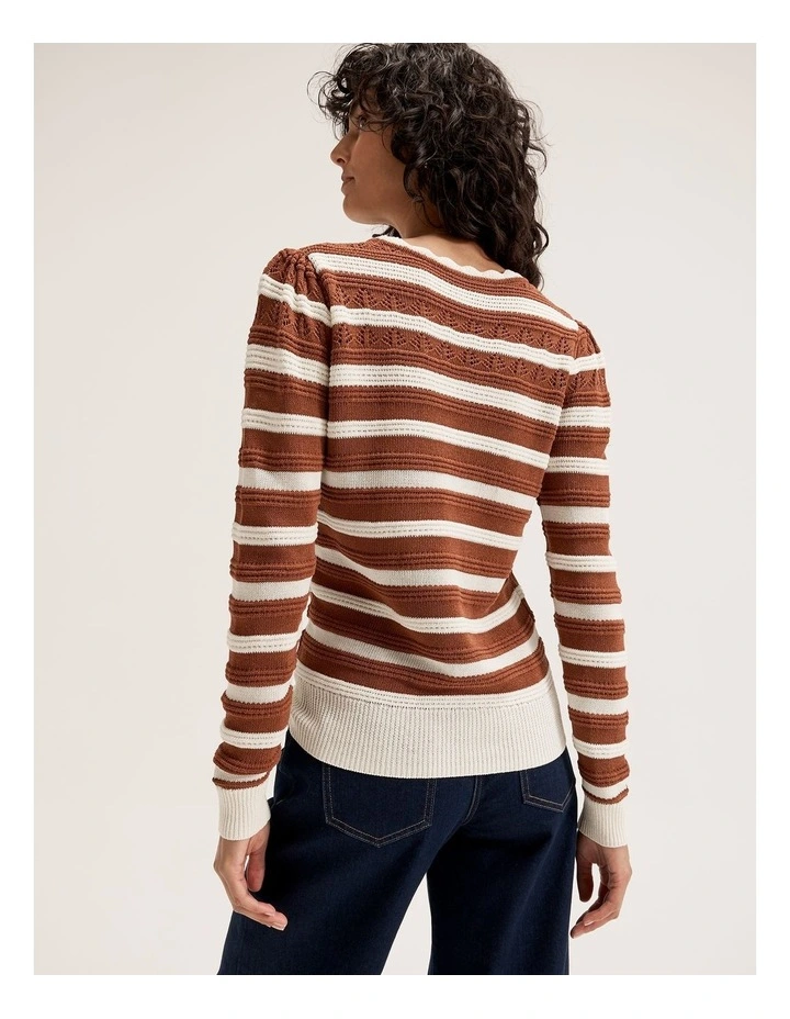 Celeste Stripe Jumper in Brown/Ivory