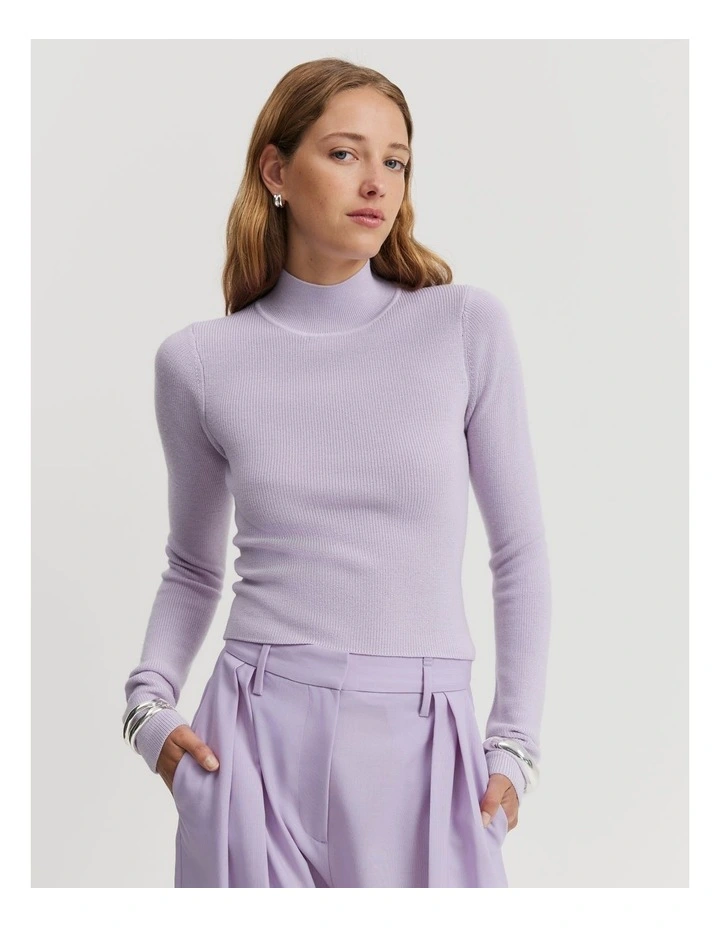 Verified Australian Merino Mock Neck Knit in Lilac