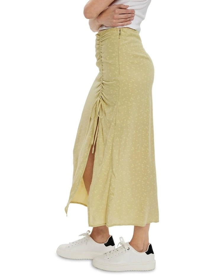 Floral Slip Midi Skirt in Green