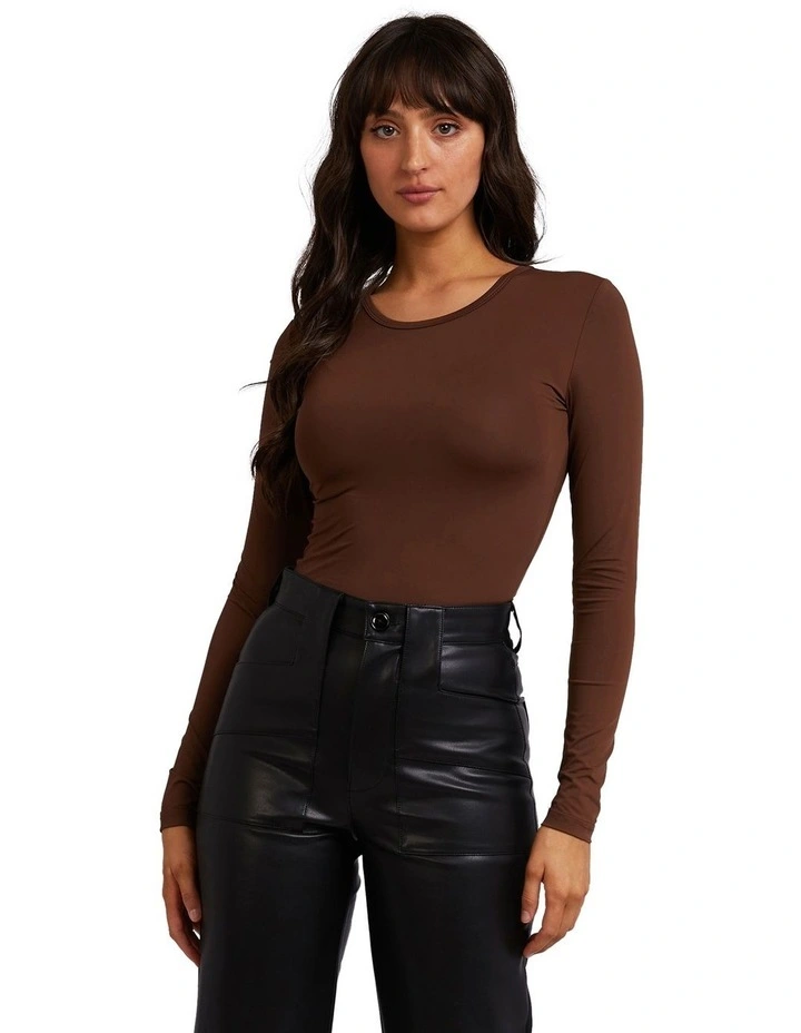 Staple Long Sleeve Top in Brown