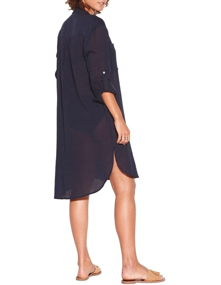 Beach Basics Crinkle Twill Beach Shirt Black