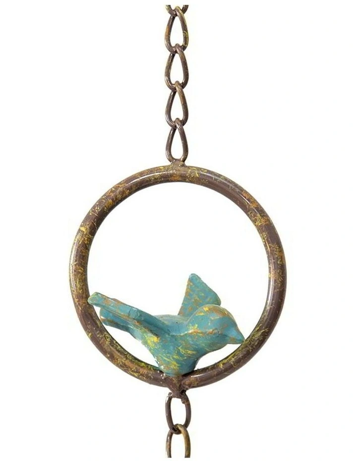 Cast Iron Hanging Bluebird Bell in Gold
