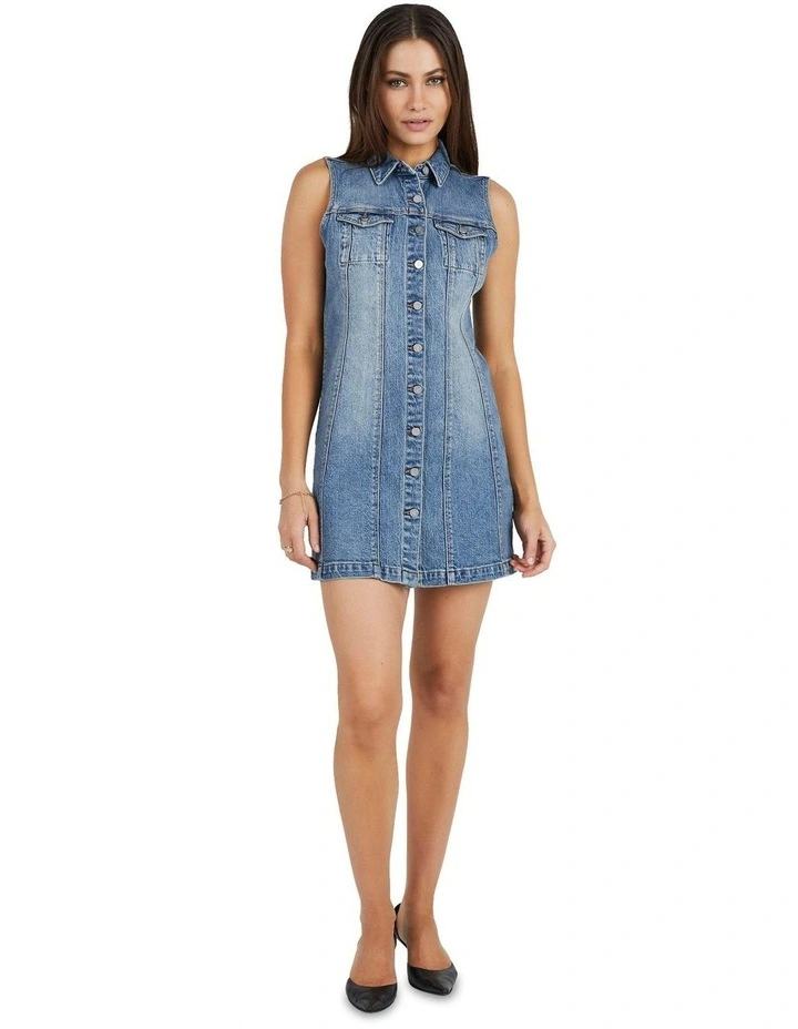 Button Up Dress Lula Rcy in Mid Vintage Blue